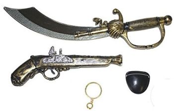 LPE50338 - Kit pirata con sciabola; bucaniere e accessori