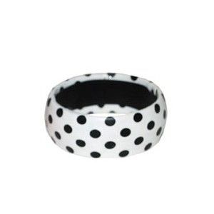 LPE53646B - Bracciale bianco con pois neri - Bambini