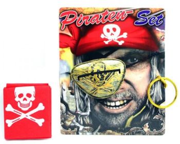 LPLI2200 - Kit pirata con benda sull'occhio; orecchino e bandana