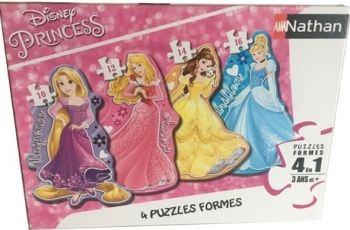 NAT86205 - 4 Puzzle - 10; 12; 14 e 16 pezzi - Le principesse - 36 x 26 cm