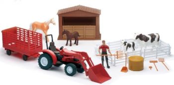 NEW04065A - Fattoria set carattere rimorchio trattore rosso e costruzione di animali
