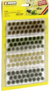 NOC07009 - 104 Ciuffi d'erba XL Verde scuro, verde medio, marrone e giallo - 6 mm
