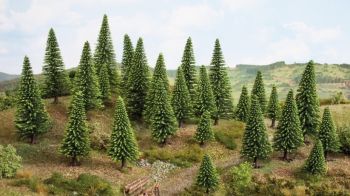 NOC26825 - Lotto di 25 alberi di Natale verde chiaro alti da 5 a 14 cm