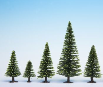 NOC26926 - Set di 5 alberi di Natale verde chiaro alti da 5 a 9 cm
