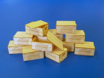 PLS450 - 12 casse in legno marca Coca Cola in miniatura da assemblare e dipingere dimensioni 1;5 x 0;8 x 0;6 cm