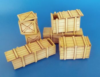 PLS453 - 6 casse in miniatura di diverse dimensioni da assemblare e dipingere