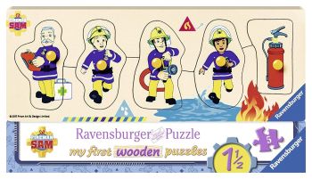 RAV032372 - Puzzle in legno - 5 pezzi - Fireman SAM - Sam and his friends - 24 x 13 cm