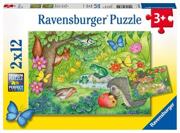 RAV076109 - 2 Puzzle - 12 Pezzi - Animali nel Giardino