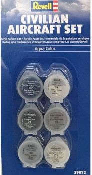REV39072 - Set di colori acrilici per aerei civili 6 colori vasetto da 5 ml