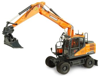 UH8134 - Escavatore gommato DOOSAN DX160W con benna per la pulizia dei fossi e benna mordente