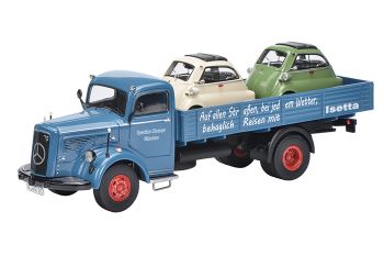 SCH3048 - Vassoio MERCEDES BENZ L6600 con 2 auto BMW ISETTA