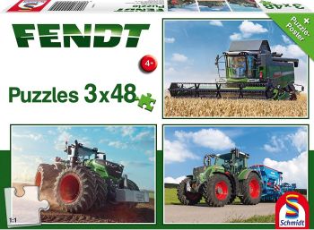 SCM56221 - 3 puzzle da 48 pezzi Dimensioni: 26 x 17 cm - Trattori e mietitrebbie FENDT