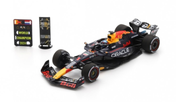 SPAS9547 - Miniature RED BULL racing RB20 #1 Champion du monde F1 2024 M.VERSTAPPEN et Pit board