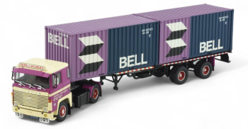 TEK86897 - SCANIA 140 4x2 con porta container 2x 20 piedi 2 assi DE WILDE