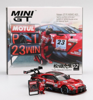 MGT00875-L - NISSAN GT-R R35 #23 Motul Autech Vincitore Suzuka 2021 con figurina T.MATSUDA