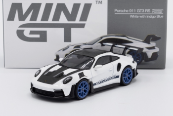 MGT00853-L - PORSCHE 911 992 GT3 RS Weissach package bianco con cerchi blu indaco