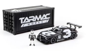 T64-008-4A3W - MERCEDES AMG GT3 #3 2018 con contenitore e statuetta Noir et Blanc