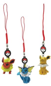 T19512N-03 - Confezione da 3 portachiavi POKEMON - PYROLI; VOLTALI e AQUALI