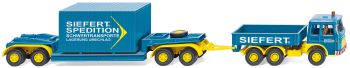 WIK050402 - MAN 19.230 6x4 con pianale ribassato a 2 assi caricato con container e carrello a 2 assi Siefert Spedition